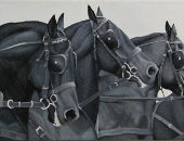 Horse painting - 110x30cm Vlaame